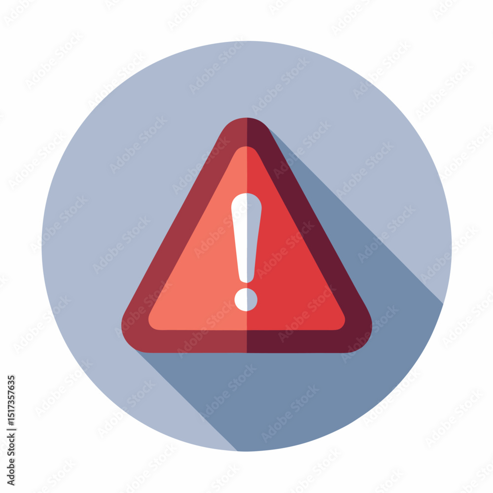Poster warning attention sign with exclamation mark web 2.0 button. smooth triangular shape with shadow on 