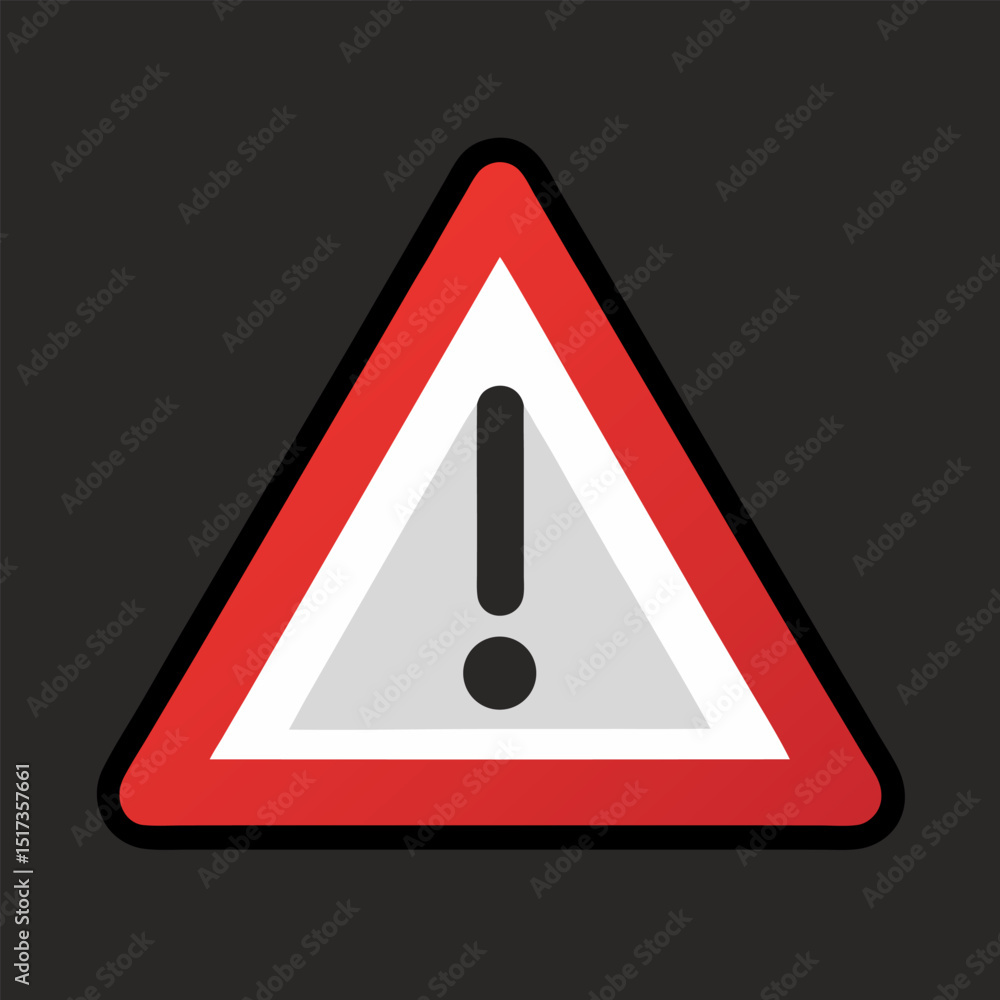 Poster warning attention sign with exclamation mark web 2.0 button. smooth triangular shapes with reflectio