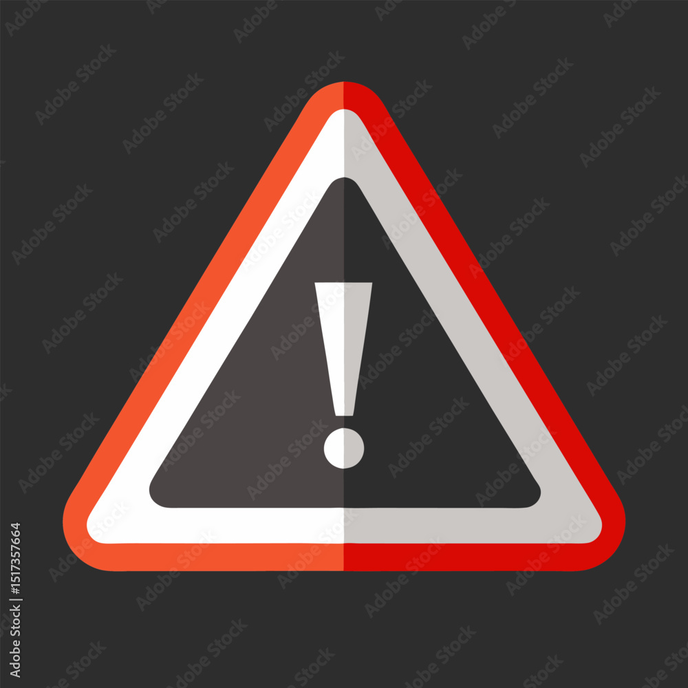 Poster warning attention sign with exclamation mark web 2.0 button. smooth triangular shapes with reflectio