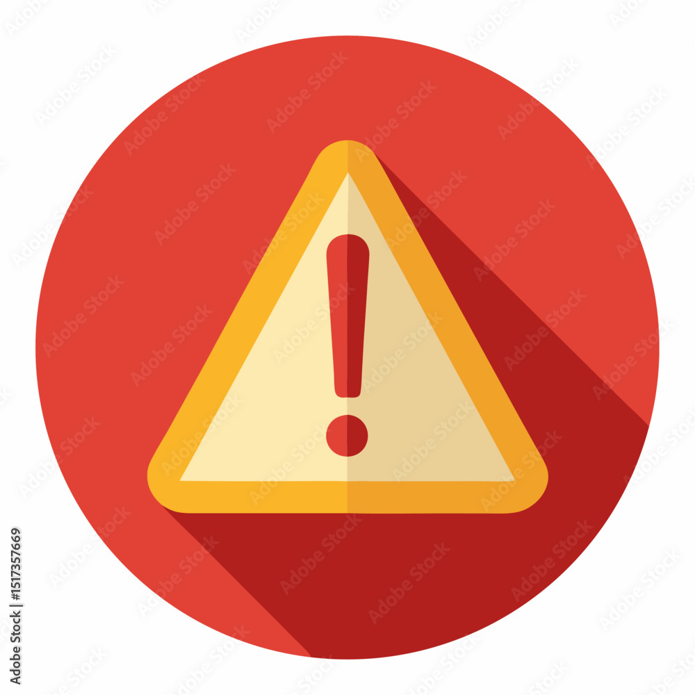 Poster warning attention sign with exclamation mark web 2.0 button. smooth triangular shape with shadow on 