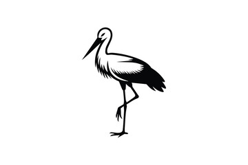 Fototapeta premium Stork bird vector silhouette isolated in white background