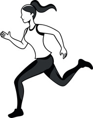 Minimalist Line Drawing of Runner Girl Athlete Vector