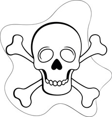Minimalist Skull and Bones Line Drawing Vector Artwork