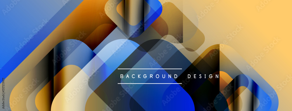 Fototapete Abstract geometric shapes overlap, creating vibrant color gradients. Modern design elements suggest dynamic visual experience.