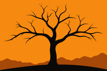 silhouette-bare-tree-against-orange-sky-.svg