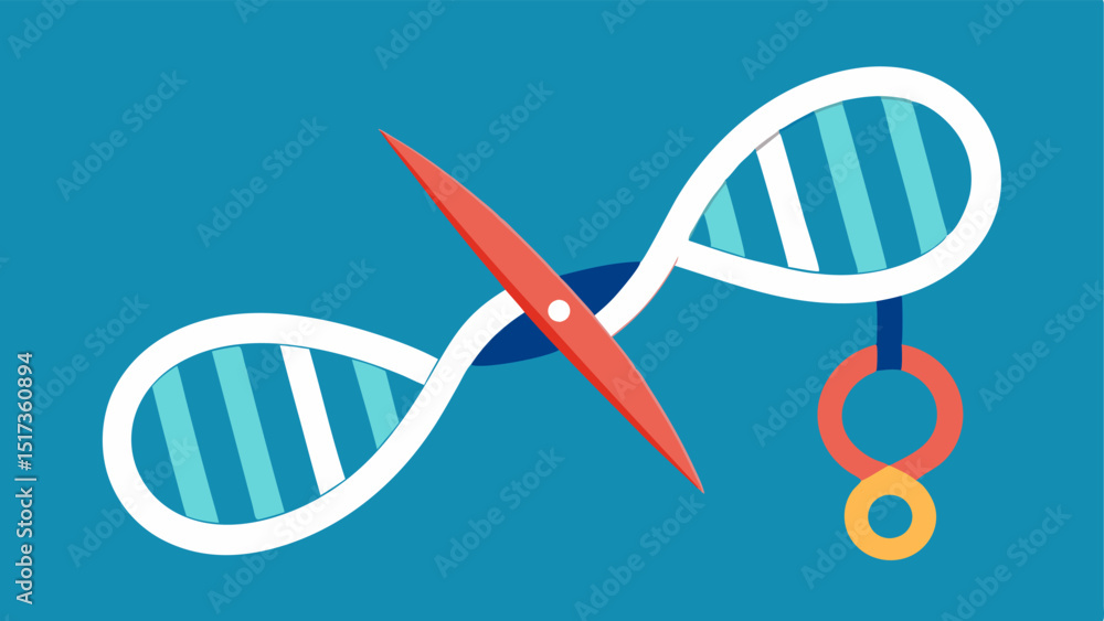 Poster gene editing scissors a pair of scissors ting through a dna strand exemplifying the concept of gene 