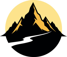 Minimalist Mountain River Silhouette Vector Design