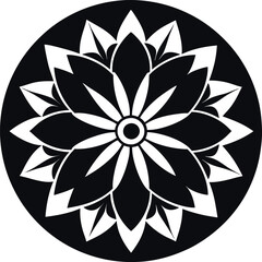 Elegant Round Flower Silhouette Design Vector