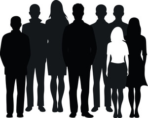 Silhouette of Crowd People from Back Vector Art
