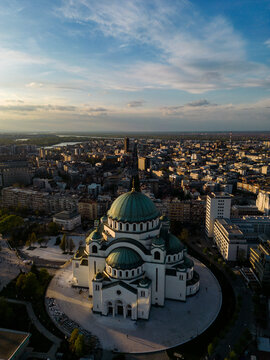 Aerial View of Saint Sava Temple in Belgrade