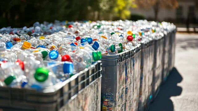 Crates Full of Plastic Bottles for Recycling