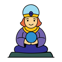 A mysterious fortune teller sits with a glowing crystal ball, gazing deeply into its light as she reveals secrets, visions, and destinies yet to unfold.
