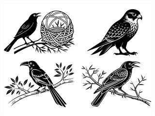 weaverbird silhoette black vector bundle