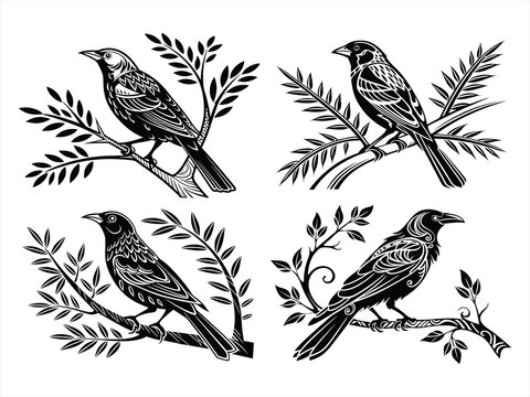 weaverbird silhoette black vector bundle