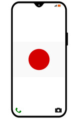 Japan flag on a smartphone display - vertically