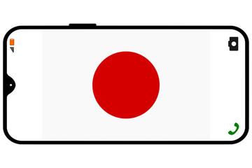 Japan flag on a smartphone display - horizontally