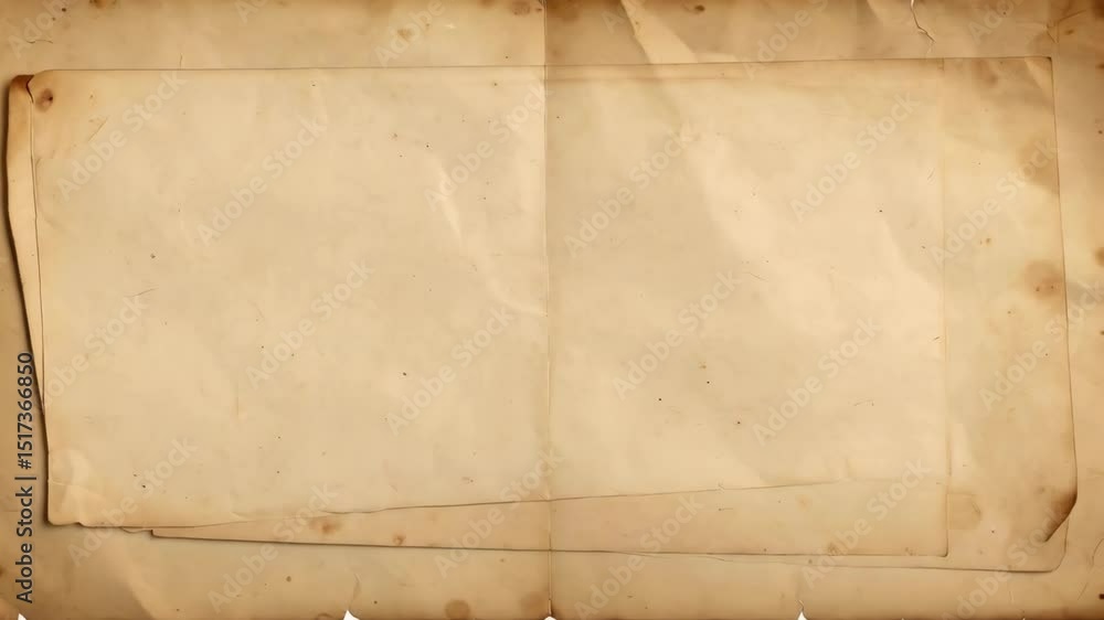 Poster several sheets of old aged brown paper stacked and folded with stained texture for use as background