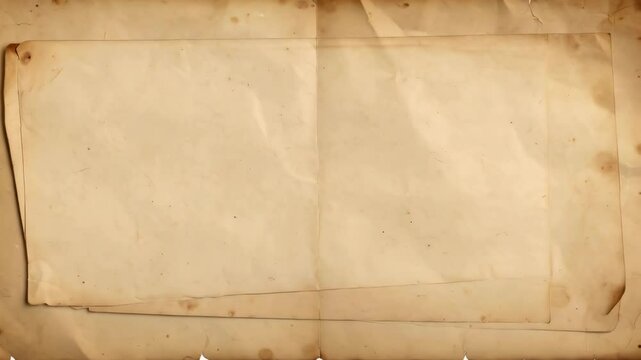 Several sheets of old aged brown paper stacked and folded with stained texture for use as background or aged document surface