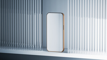 Smartphone on a minimalist backdrop in bright light