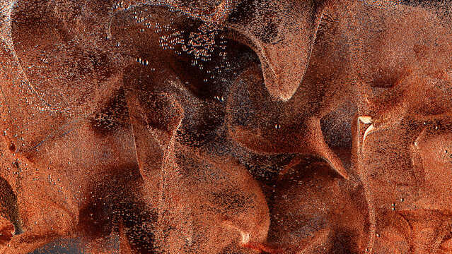 Dynamic 3D abstract particle background in warm tones