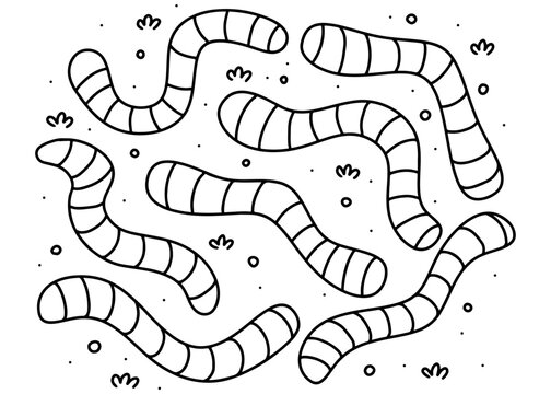black and white cartoon illustration of a worm background