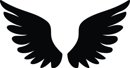 Angel wing silhouette vector, wing icon vector, Angel wing clipart