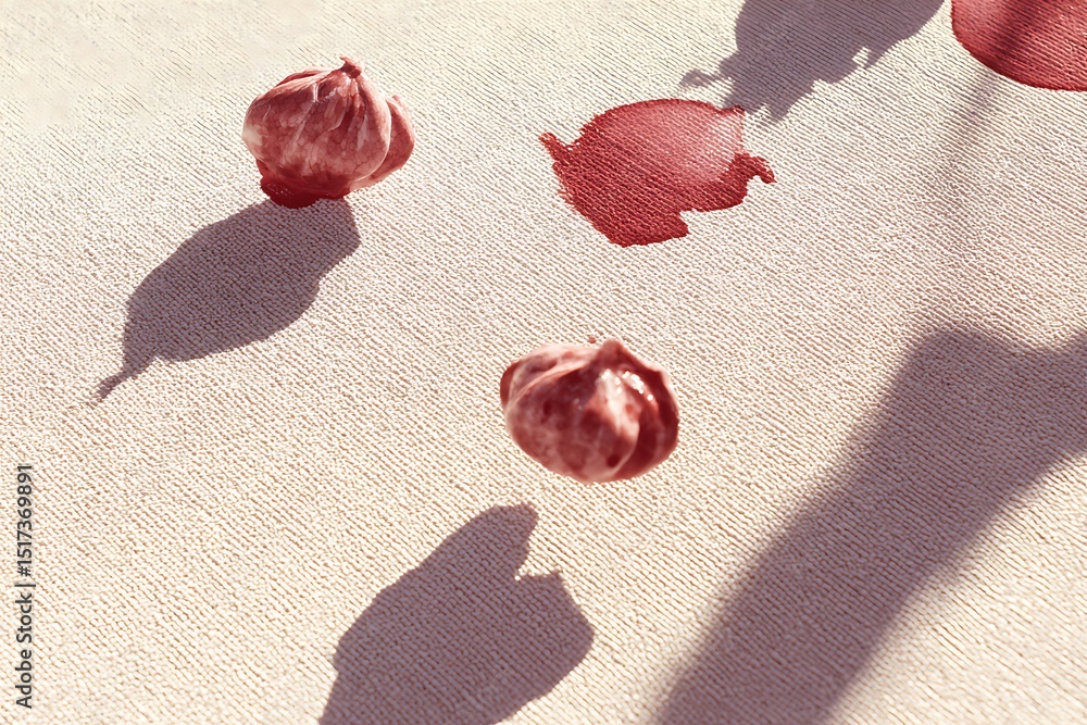 Poster abstract composition with red objects shadow