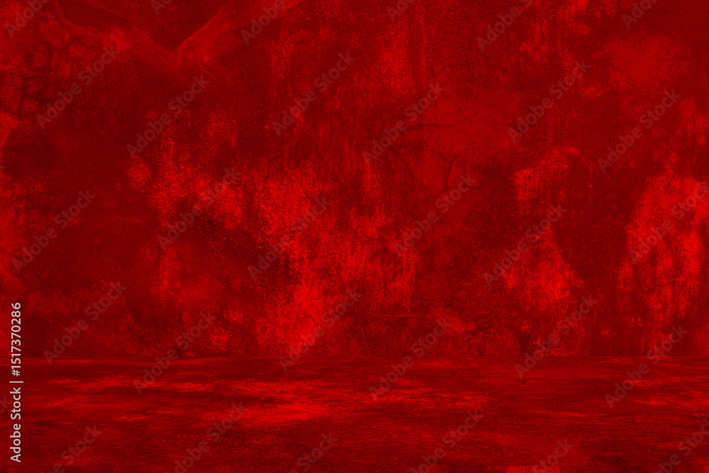 Fototapete wall interior background, studio and backdrops show products.with shadow from window color red backg