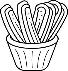 churros outline coloring book page line art vector illustration