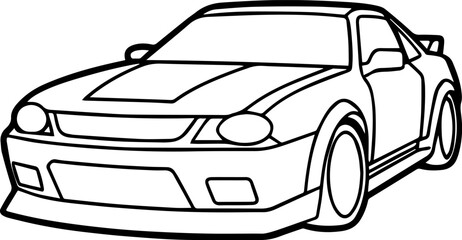 drift car outline vector illustration line art © Vector.com