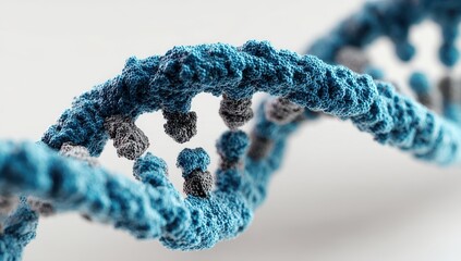 Close-up view of a 3D DNA helix