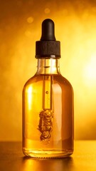 Honey bottle background with golden light, premium and natural feel