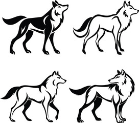 Outline wolf icon set, perfect for logos, apps, or social media.