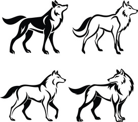  Outline wolf icon set, perfect for logos, apps, or social media.