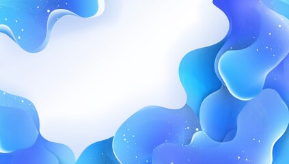 Fluid, abstract, light-blue shapes frame white space