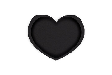 Black paper cut into a heart shape placed on a transparent background.