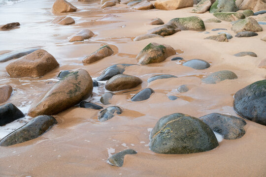 Shiny rocks in sea