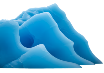 Closeup of a Vibrant Blue Iceberg Formation isolated on transparent baackground