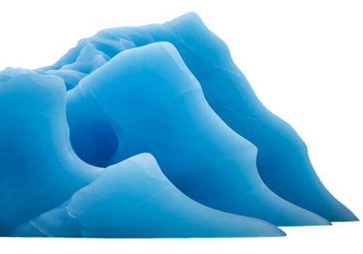 Closeup of a Vibrant Blue Iceberg Formation isolated on transparent baackground