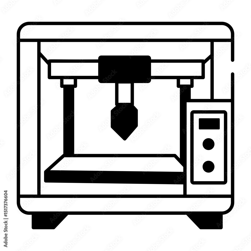 Canvas Prints a line style icon of a 3d printer machine