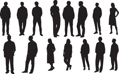 Diverse Silhouette Figures of Men and Women