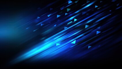 Obraz premium Dark blue abstract background with light streaks and small triangles