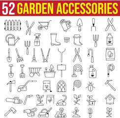 Garden Tools Line Art Vector Icons With Editable Stroke for Mobile and Web. Linear Icons Collection of Garden. Pixel Perfect. Vector Illustration.