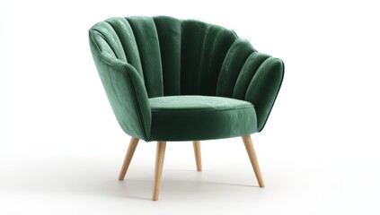Deep teal velvet shell-back chair