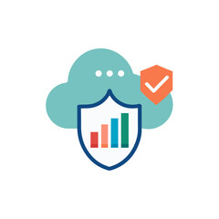 chart with shield and cloud icon representing secu