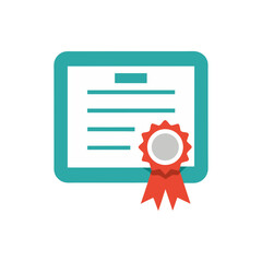 certificate with seal icon in official flat design.svg