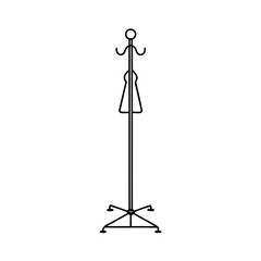 Minimalist black and white coat rack illustration isolated on a clean white background