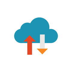 cloud upload and download arrows icon in flat data 