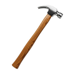 Hammer in Hand: A close-up shot of a gleaming silver hammer with a wooden handle, poised for action against a clean backdrop, representing the essence of craftsmanship and precision.