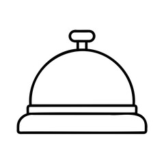 Simple black and white illustration of a classic hotel service bell for design elements